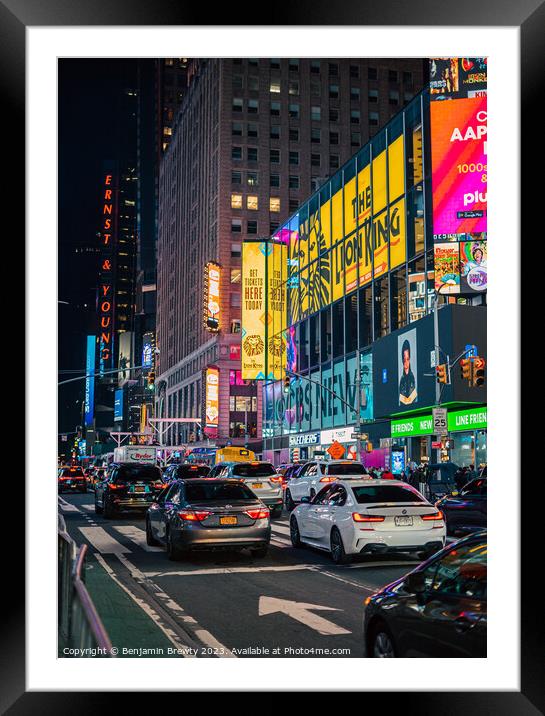 Times Square Traffic Framed Mounted Print by Benjamin Brewty