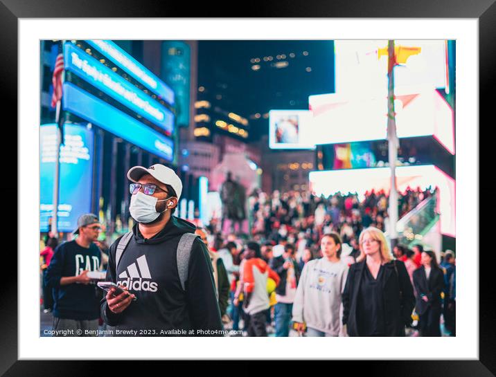 Times Square Crowsa Framed Mounted Print by Benjamin Brewty