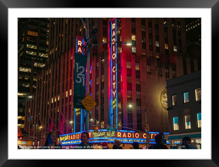 Radio City Music Hall Street Photography  Framed Mounted Print by Benjamin Brewty