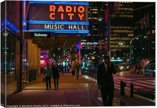 Radio City Music Hall Street Photography Canvas Print by Benjamin Brewty
