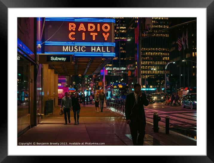 Radio City Music Hall Street Photography Framed Mounted Print by Benjamin Brewty