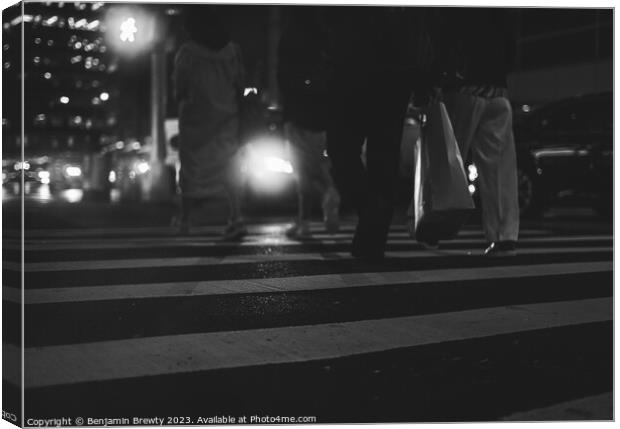 Night Street Photography NYC Canvas Print by Benjamin Brewty