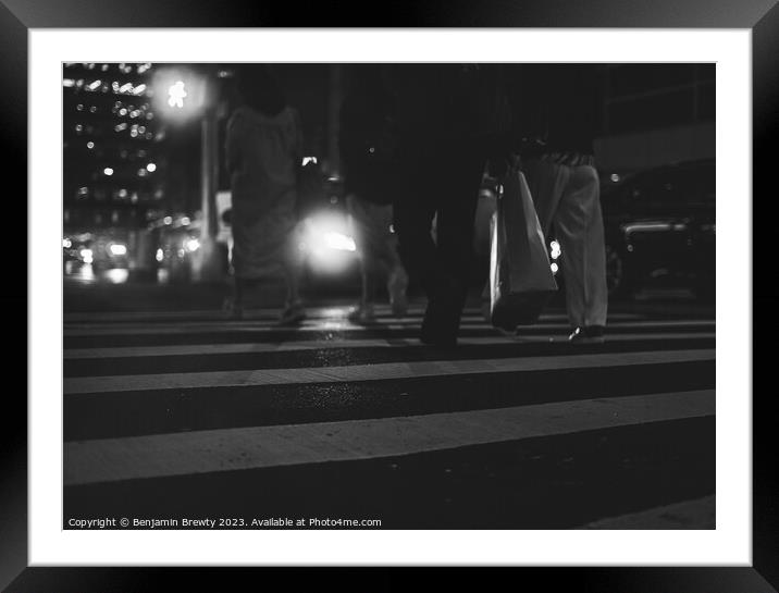 Night Street Photography NYC Framed Mounted Print by Benjamin Brewty