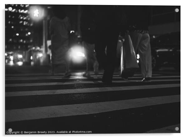 Night Street Photography NYC Acrylic by Benjamin Brewty