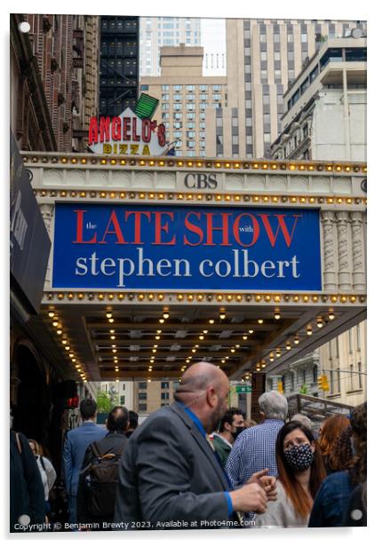 The Late Show With Stephen Colbert Acrylic by Benjamin Brewty