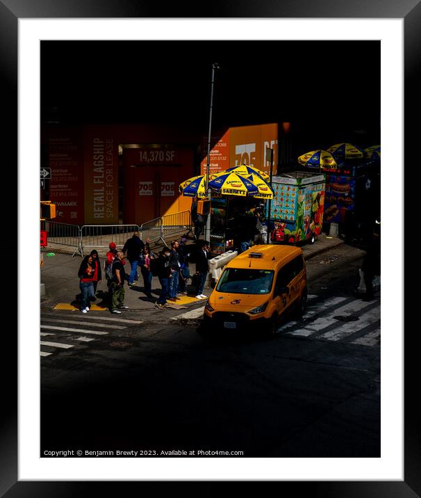 Harsh light Times Square  Framed Mounted Print by Benjamin Brewty