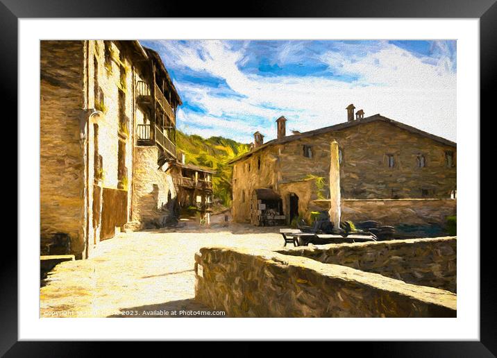 Autumn Afternoon in Baget - CR2011-4050-OIL Framed Mounted Print by Jordi Carrio