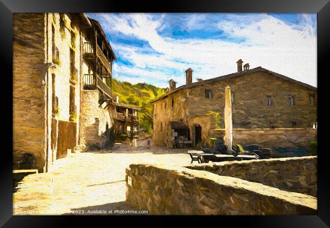 Autumn Afternoon in Baget - CR2011-4050-OIL Framed Print by Jordi Carrio