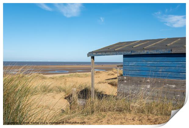 Hunstanton beach hut Print by Chris Yaxley
