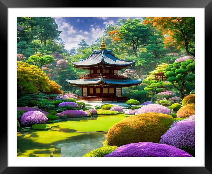 Serenity Amongst Vibrant Zen Beauty Framed Mounted Print by Roger Mechan