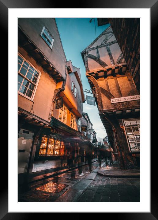 The Shambles at dusk, York Framed Mounted Print by Alan Wise