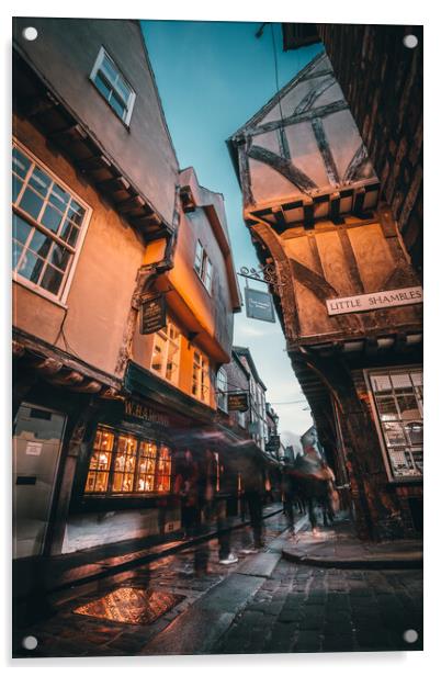 The Shambles at dusk, York Acrylic by Alan Wise