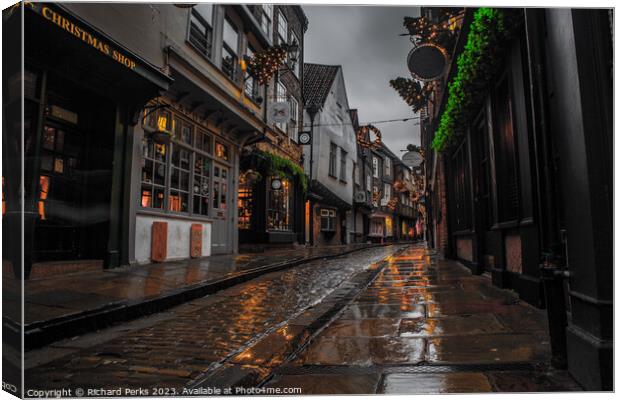 Rainy Days in York - The Shambles Canvas Print by Richard Perks