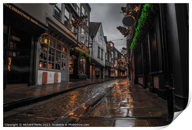 Rainy Days in York - The Shambles Print by Richard Perks