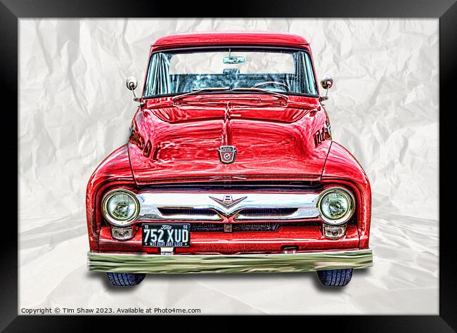 Old red American pickup truck Framed Print by Tim Shaw