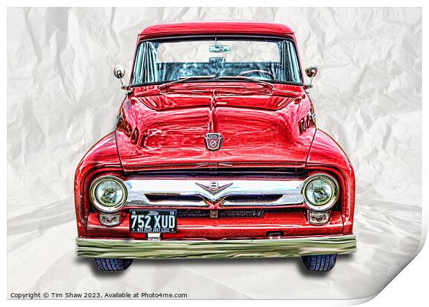 Old red American pickup truck Print by Tim Shaw