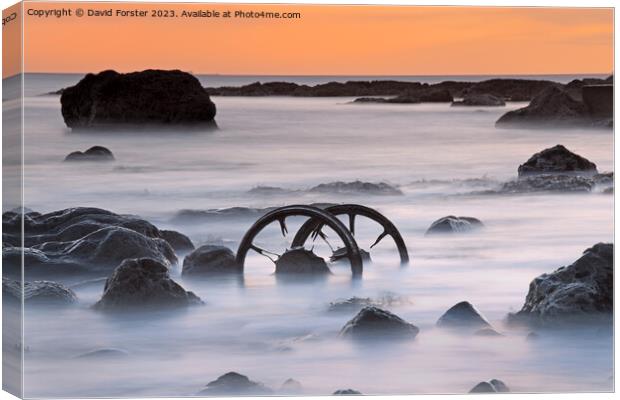 Old Chaldron Wagon Wheels at Sunrise, Seaham, Co Durham, UK Canvas Print by David Forster