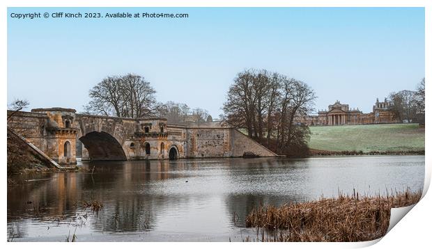 Blenheim Palace and Bridge Print by Cliff Kinch