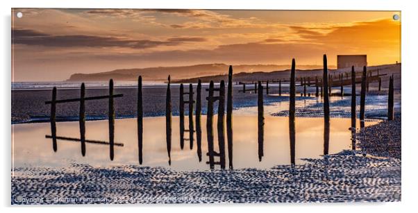 Winchelsea beach sunset Acrylic by Norman Ferguson