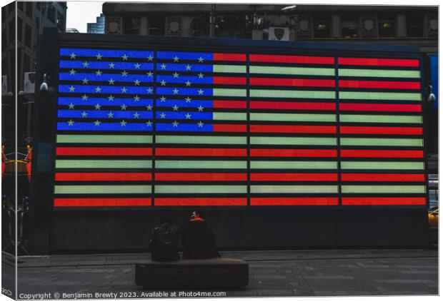 Times Square USA Flag Canvas Print by Benjamin Brewty