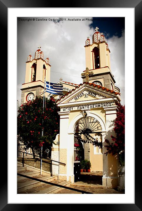 A Church in Siana, Rhodes Framed Mounted Print by Caroline Opacic