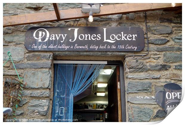 Davey Jones Locker, Barmouth Wales. Print by john hill