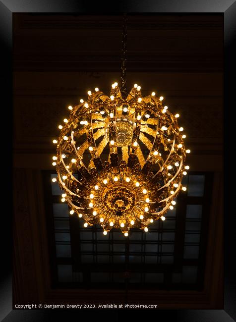 Grand Central Terminal Chandeliers Framed Print by Benjamin Brewty