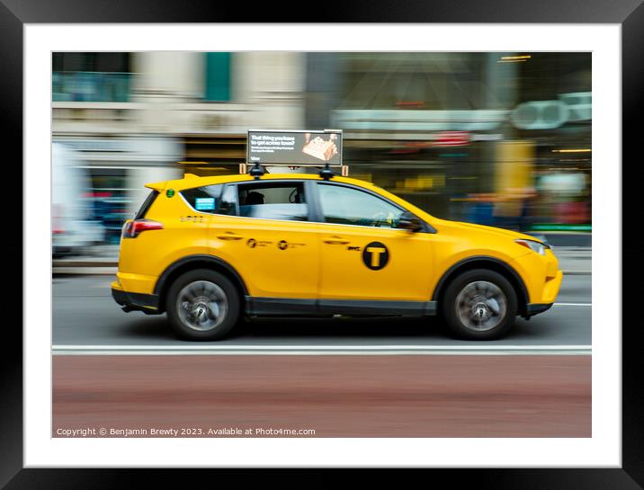 Panning Taxi Shot  Framed Mounted Print by Benjamin Brewty
