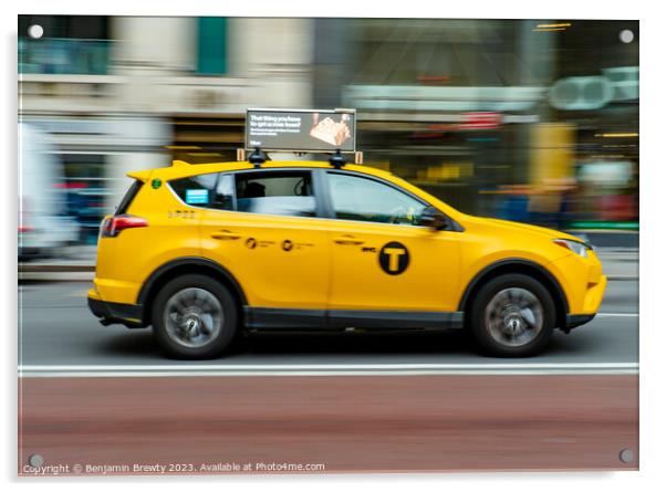 Panning Taxi Shot  Acrylic by Benjamin Brewty