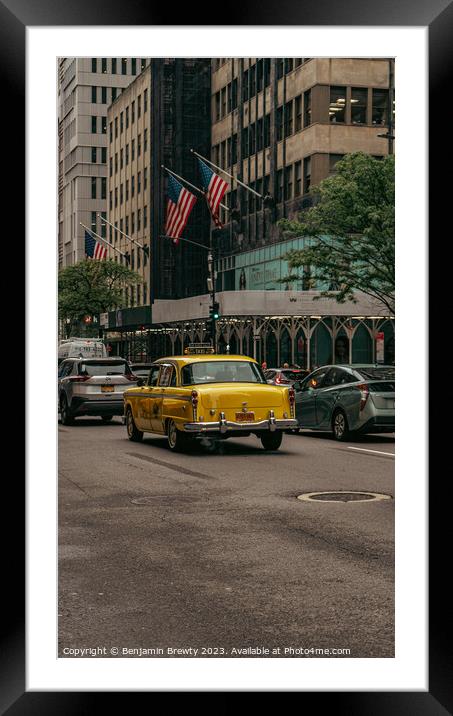 Classic Yellow Taxi Framed Mounted Print by Benjamin Brewty