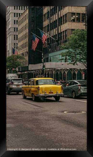 Classic Yellow Taxi Framed Print by Benjamin Brewty
