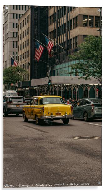 Classic Yellow Taxi Acrylic by Benjamin Brewty