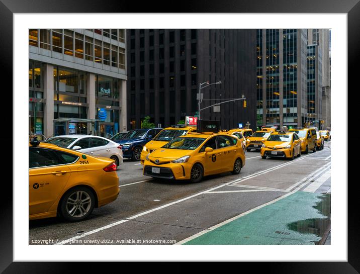 New York Yellow Taxi's Framed Mounted Print by Benjamin Brewty