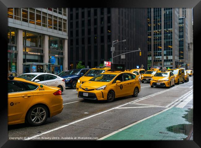 New York Yellow Taxi's Framed Print by Benjamin Brewty