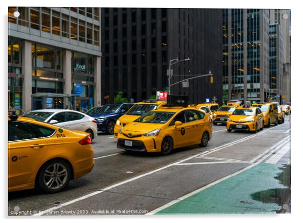 New York Yellow Taxi's Acrylic by Benjamin Brewty