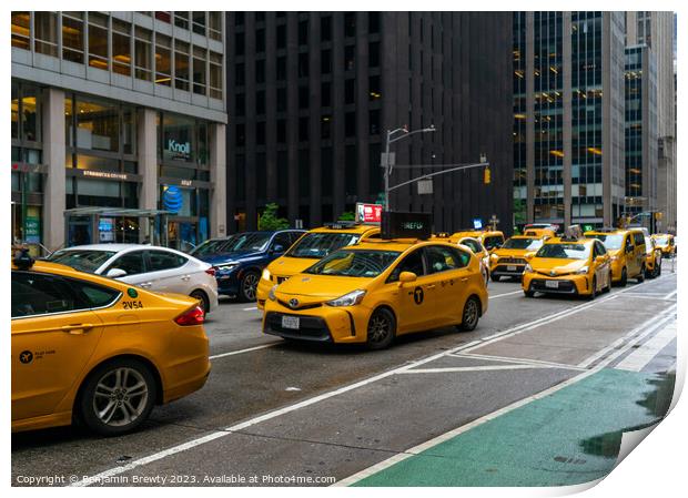 New York Yellow Taxi's Print by Benjamin Brewty