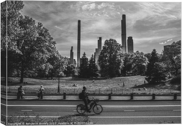 Central Park View Black & White  Canvas Print by Benjamin Brewty