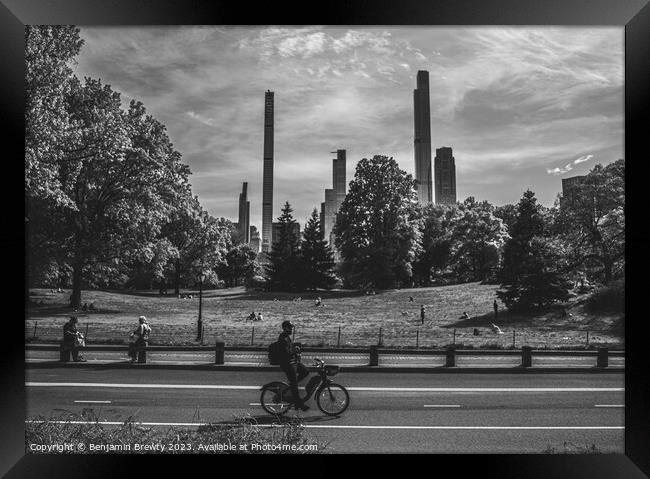 Central Park View Black & White  Framed Print by Benjamin Brewty