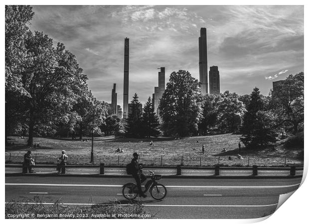 Central Park View Black & White  Print by Benjamin Brewty