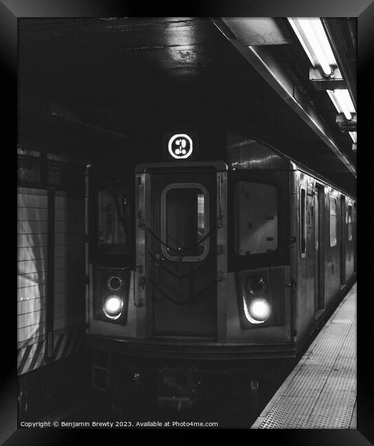 2 Train NYC Framed Print by Benjamin Brewty