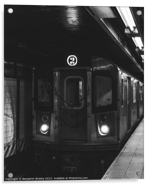 2 Train NYC Acrylic by Benjamin Brewty