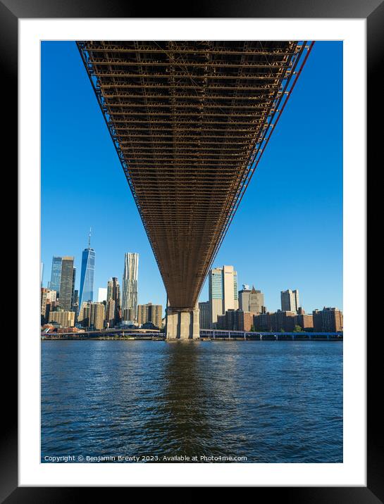 Under Brooklyn Bridge  Framed Mounted Print by Benjamin Brewty