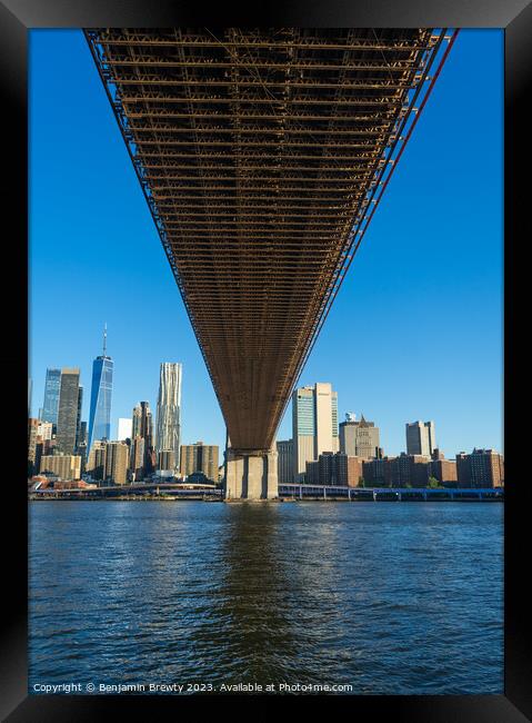 Under Brooklyn Bridge  Framed Print by Benjamin Brewty
