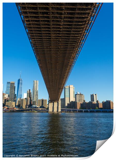 Under Brooklyn Bridge  Print by Benjamin Brewty
