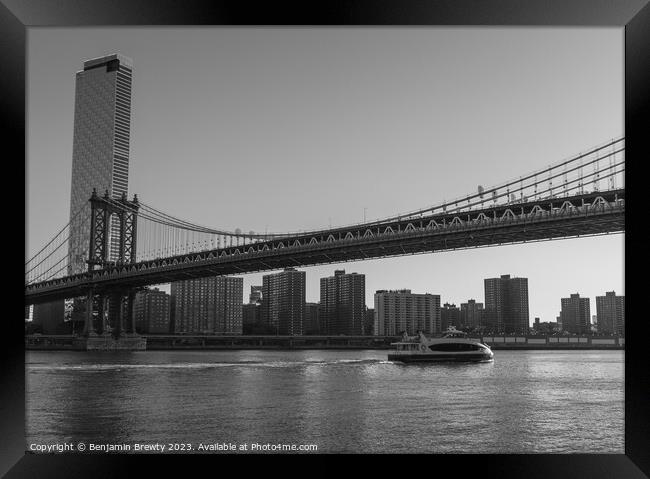 Black & White NYC Skyline  Framed Print by Benjamin Brewty
