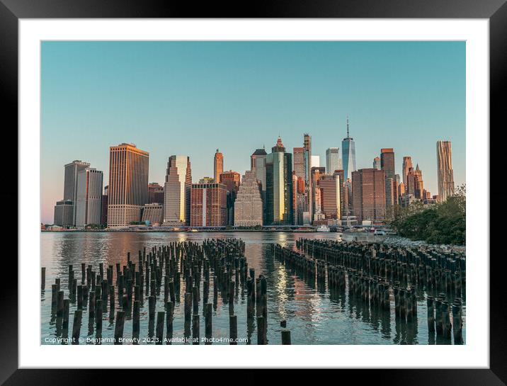 NYC Skyline Sunrise  Framed Mounted Print by Benjamin Brewty