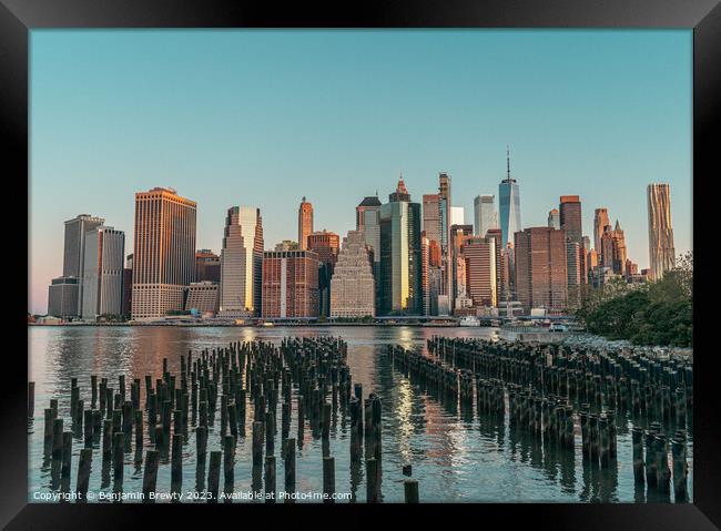 NYC Skyline Sunrise  Framed Print by Benjamin Brewty