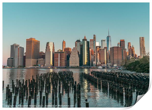 NYC Skyline Sunrise  Print by Benjamin Brewty