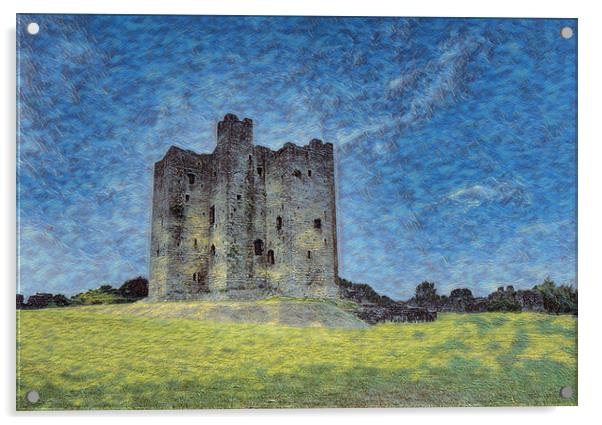 Digital painting of ancient mediaeval castle in Ir Acrylic by Thomas Baker