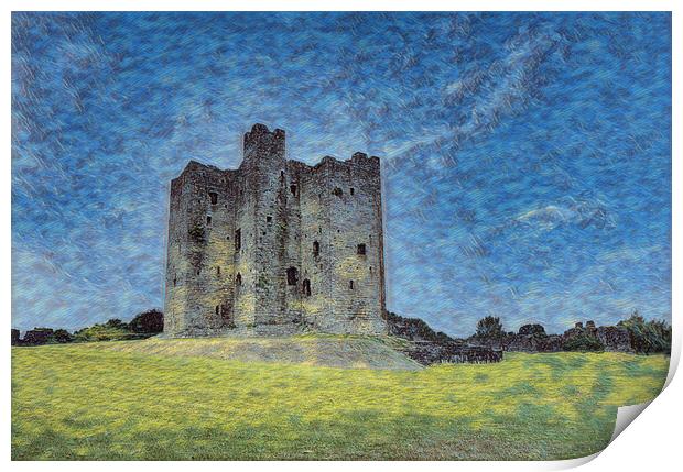 Digital painting of ancient mediaeval castle in Ir Print by Thomas Baker